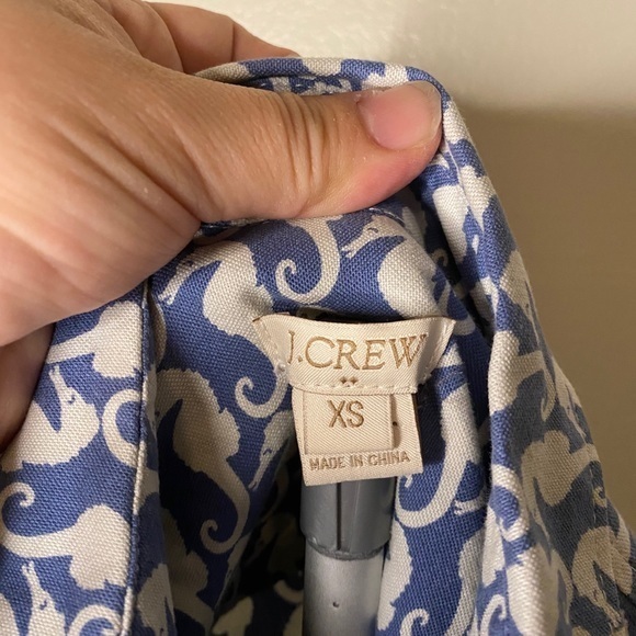 J. Crew Cornflower Blue White Seahorse Button Down Shirt Top Size XS - Picture 6 of 6